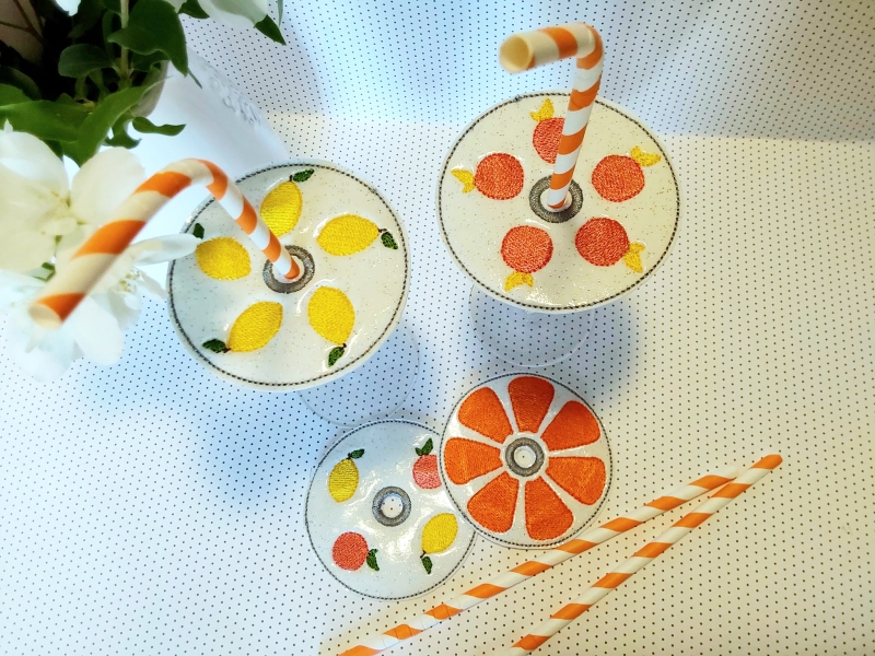 Glasdeckel Zitrus - ITH-Stickdatei